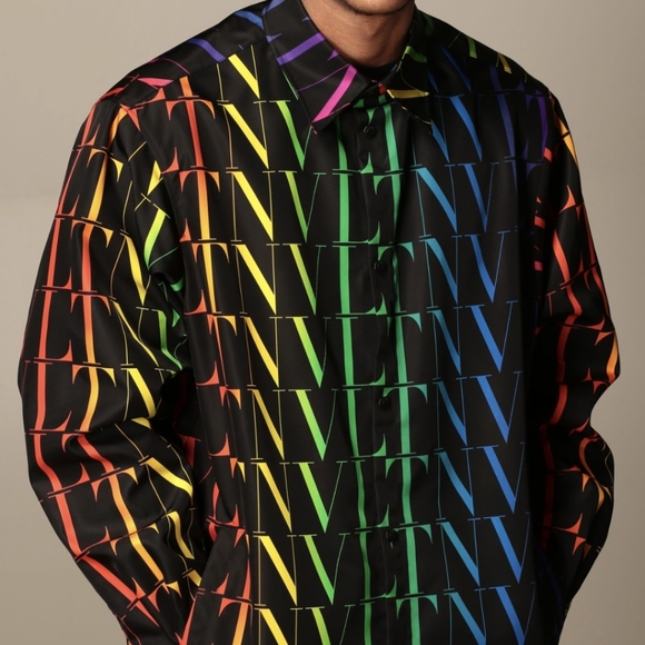 VLTN Oversized Multi Logo Print Shirt Jacket - Picture 1 of 8